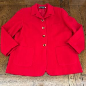 Vintage Harve Benard Dress Coat Red Wool Cashmere Blend Lined Women’s Size 16